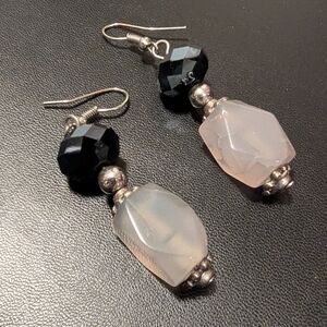 Elegant Black and White Dangle Earrings